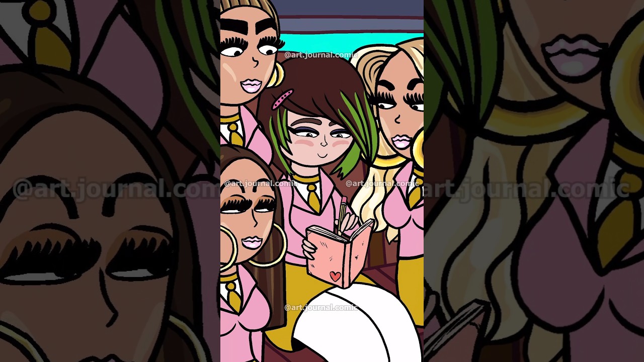 POV: the popular girls notice your drawing on the bus (high school animation)