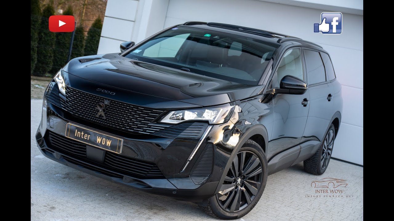 Peugeot 5008 1.6 PT 180KM #GT #Czarna Podsufitka # Rolety MASAŻ LIFT Serwis ASO@AutoSalonInterWOW