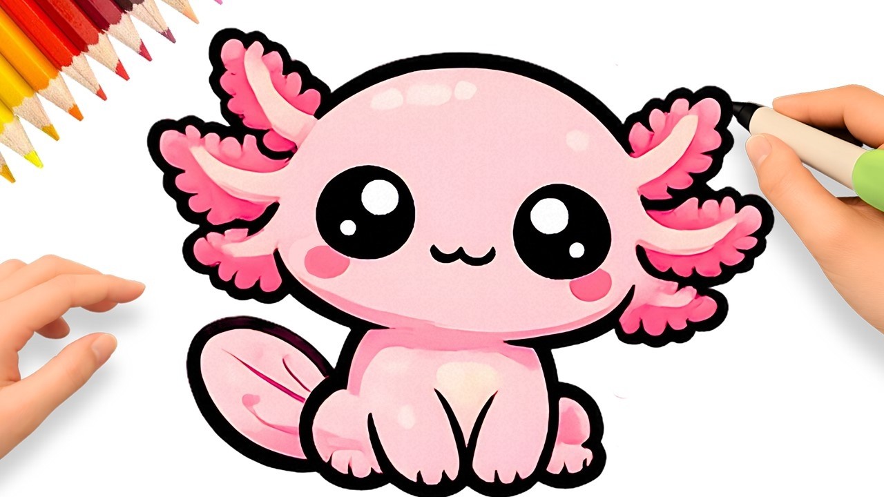 CÓMO DIBUJAR UN AJOLOTE KAWAII FÁCIL 💟