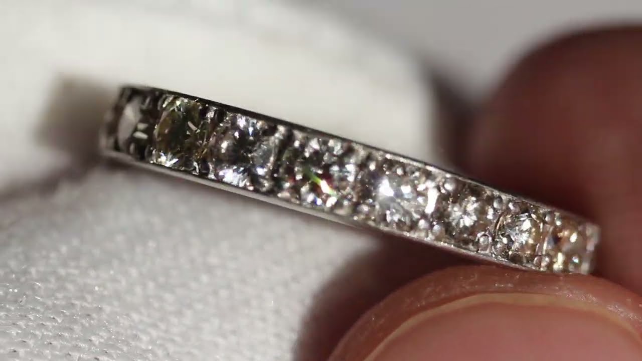 DIAMOND RING NATURAL D1.OOCT PLATINUM ETERNITY BAND WEDDING GEMSTONE DECO  THEOPALOUTLET