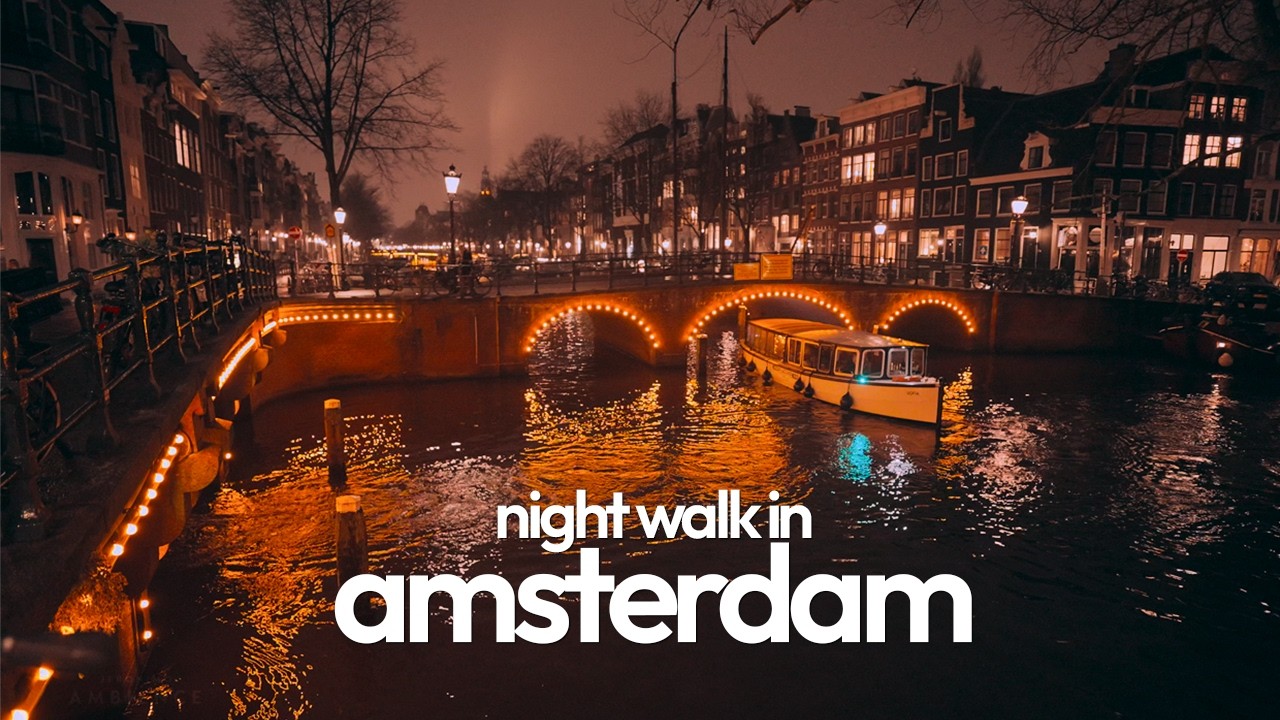 Jordaan, Amsterdam Night Walk / 4K 60fps HDR Binaural / Relaxing Slow TV