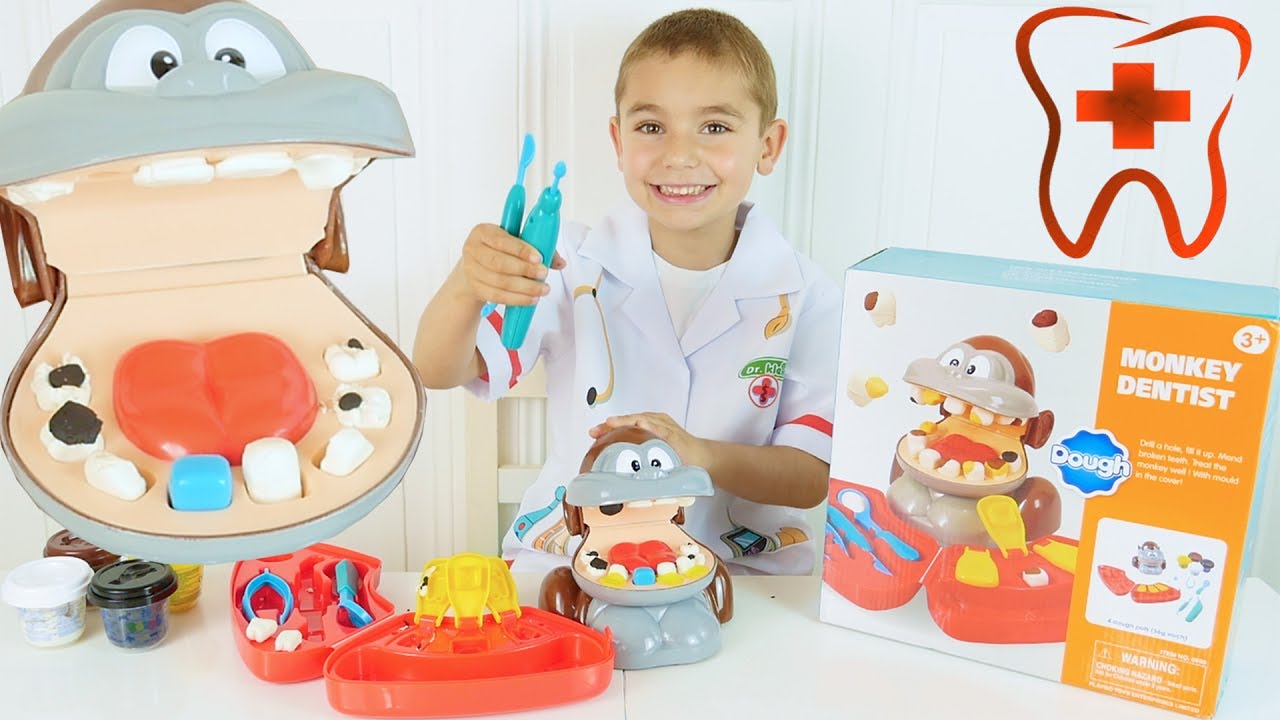 JEU - SWAN DENTISTE POUR SINGE - MONKEY DENTIST P&acirc;te &agrave; modeler Playdoh