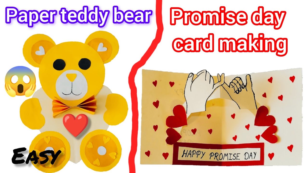 Die a cute and easy teddy bear and Beautiful promise day card for promise day|Valentine's day|