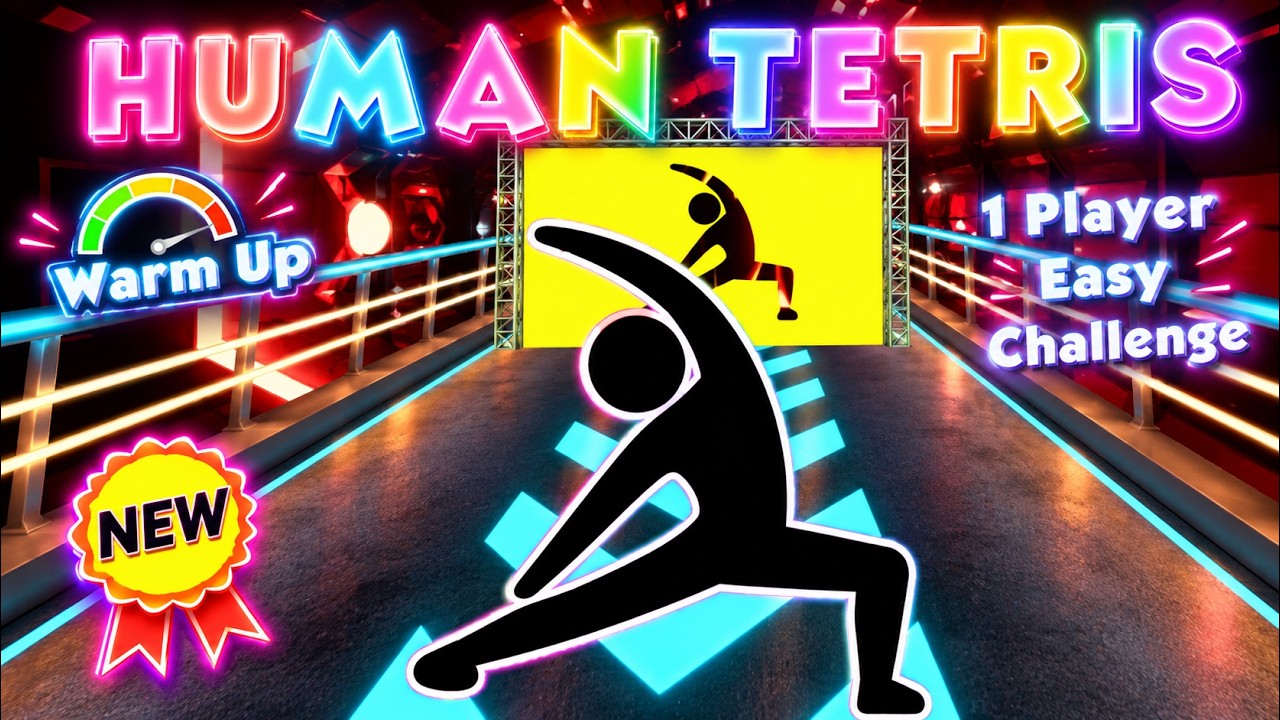 HUMAN TETRIS 1 Player 💥 Can You Master This Challenge Alone? | Interactive Warm-Up | Easy Challenge