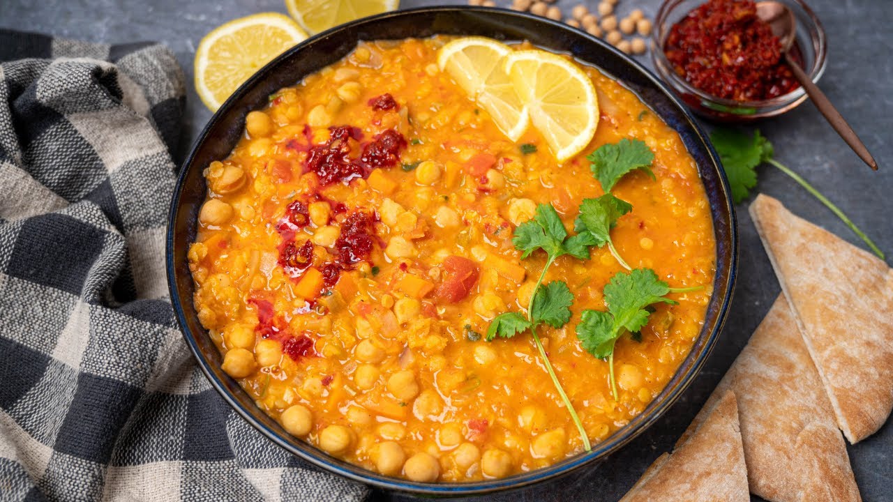 Spiced Moroccan Chickpea and Lentil Soup