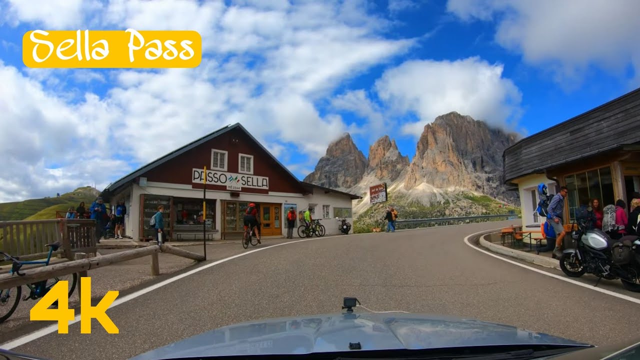 Trip to Sella Pass - amazing view of the Pass - Discover the mountains of Italy 4k 60p