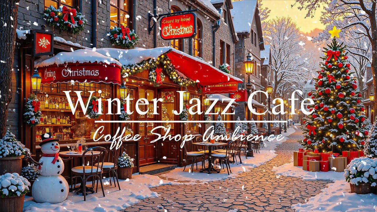 Warm Christmas atmosphere with gentle Jazz music 🎄 Snowy space ~ For a relaxing mood