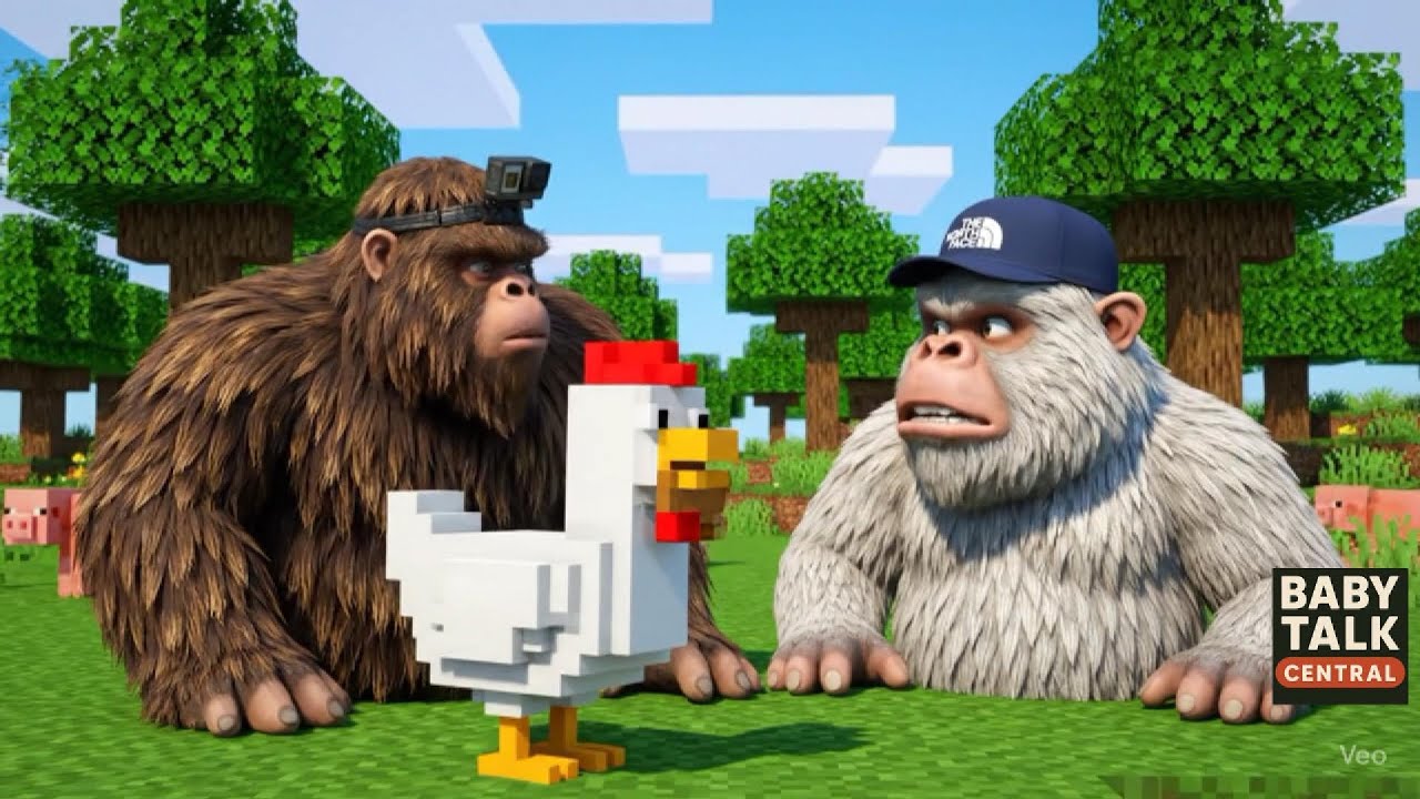Big Foot and Yeti find a portal in the woods. #minecraft #pixels