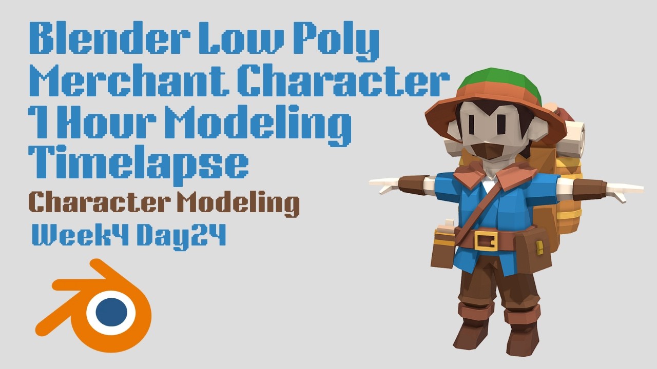 Blender Low Poly Merchant Character | Week 3 Day 24 | Game Asset Timelapse