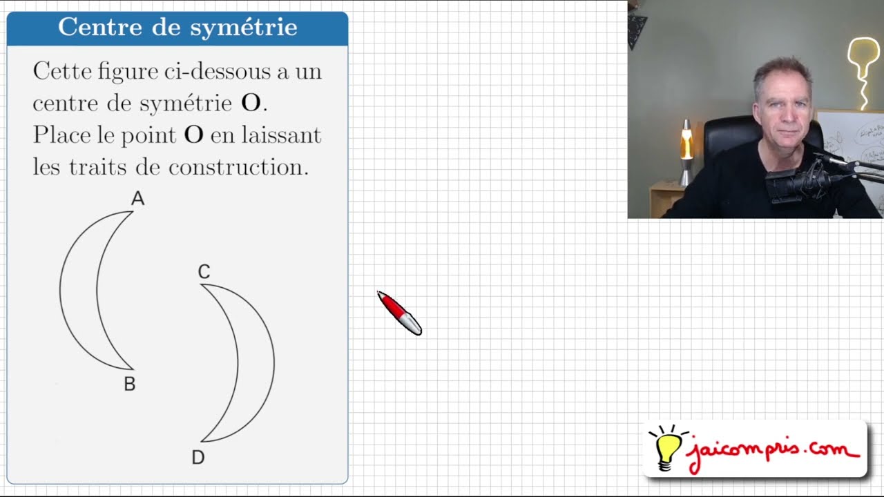 Exercice ♦ Symétrie centrale : trouver le centre de symétrie d'une figure ♦ Cinquième
