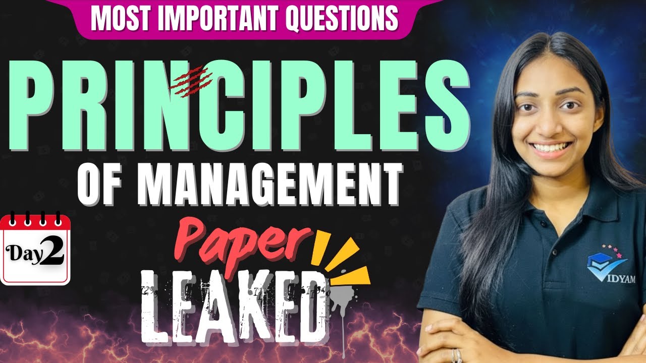 PRINCIPLES OF MANAGEMENT MOST IMPORTANT QUESTIONS II 12th BUSINESS STUDIES CH-2  PYQs  #paperleaked