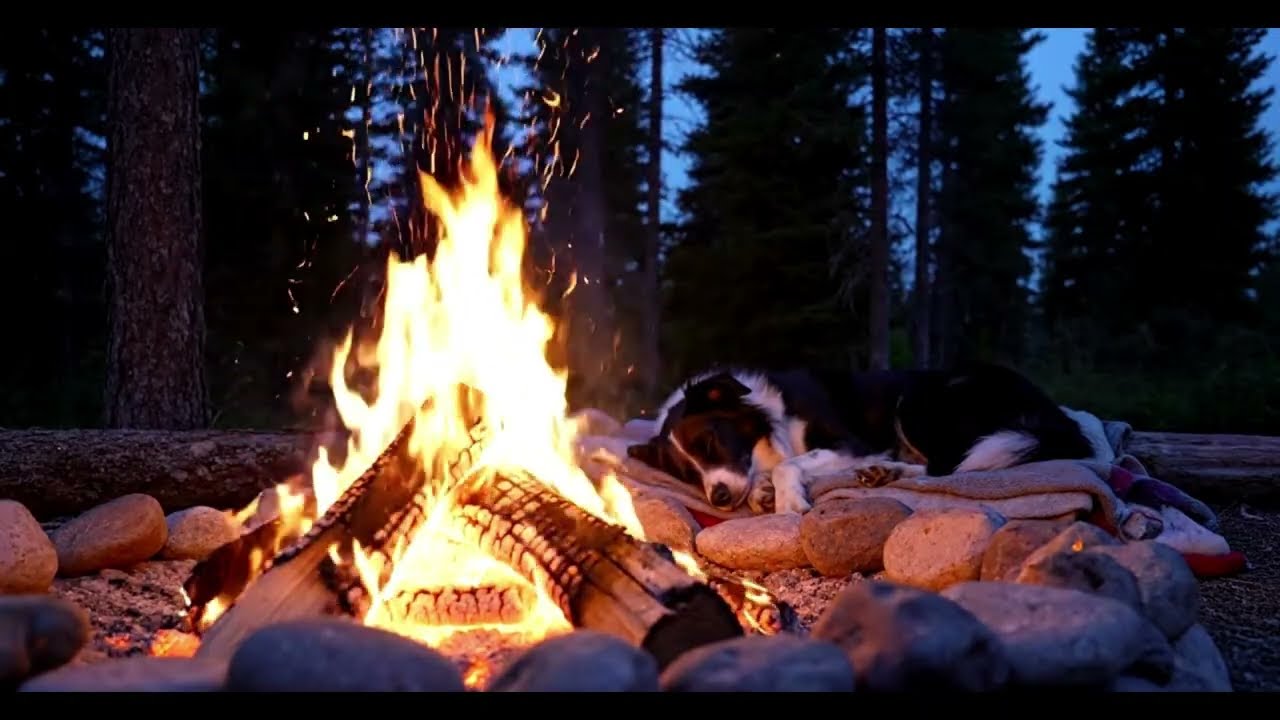 Cozy Campfire 🔥| Crackling Fire | White Noise for Deep Sleep | (NO Ads) | Fire Sounds | Fireplace 