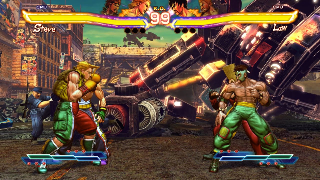 Hwoarang & Steve vs Paul & Law! Street Fighter X Tekken CPU vs CPU