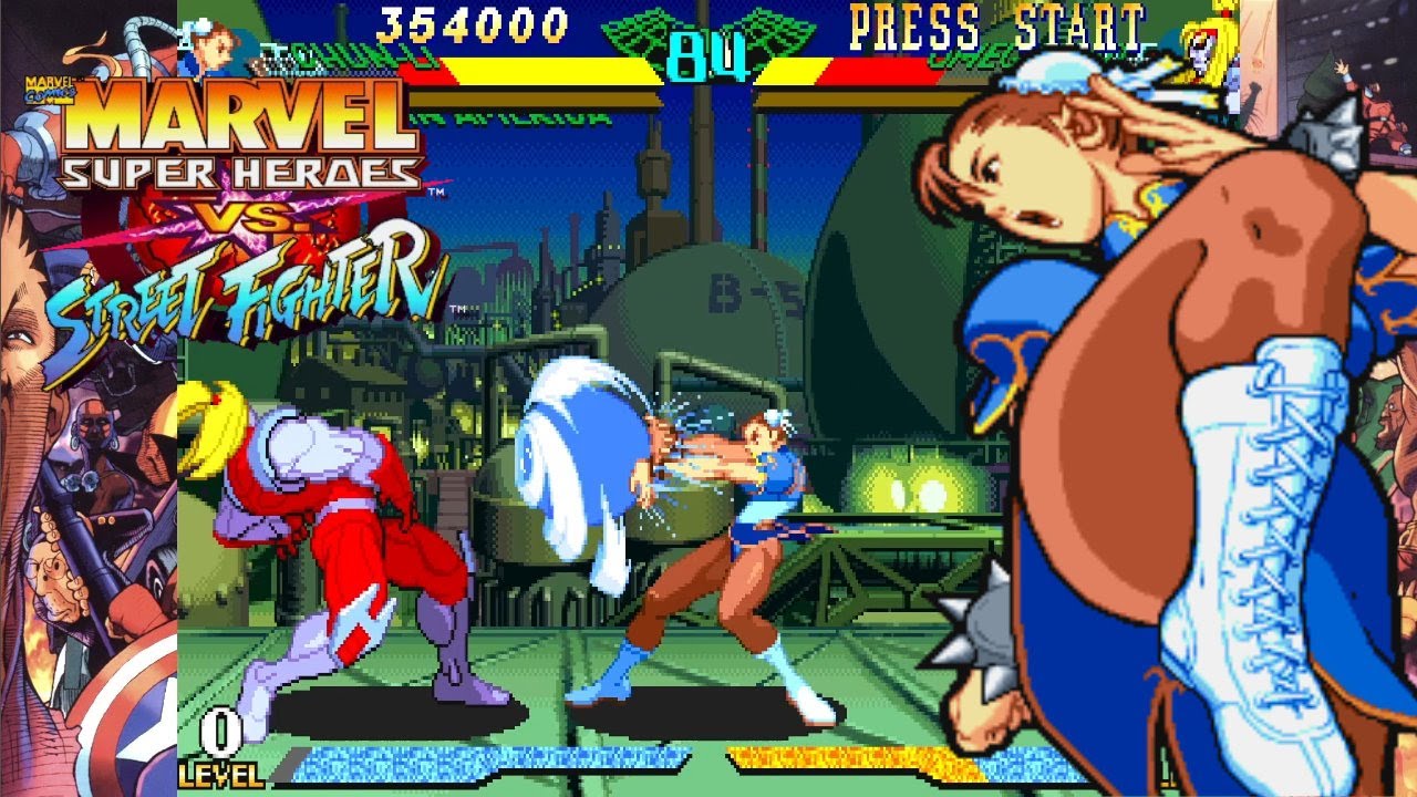 Chun-Li Playthrough - Marvel Super Heroes vs Street Fighter [ARCADE][HD]