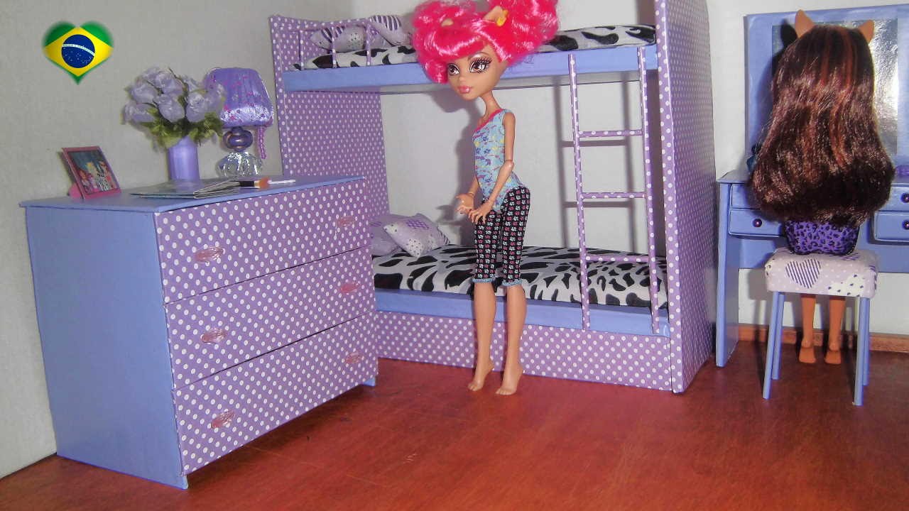 Como fazer cômoda de quarto para boneca Monster High, Barbie, Pullip e etc