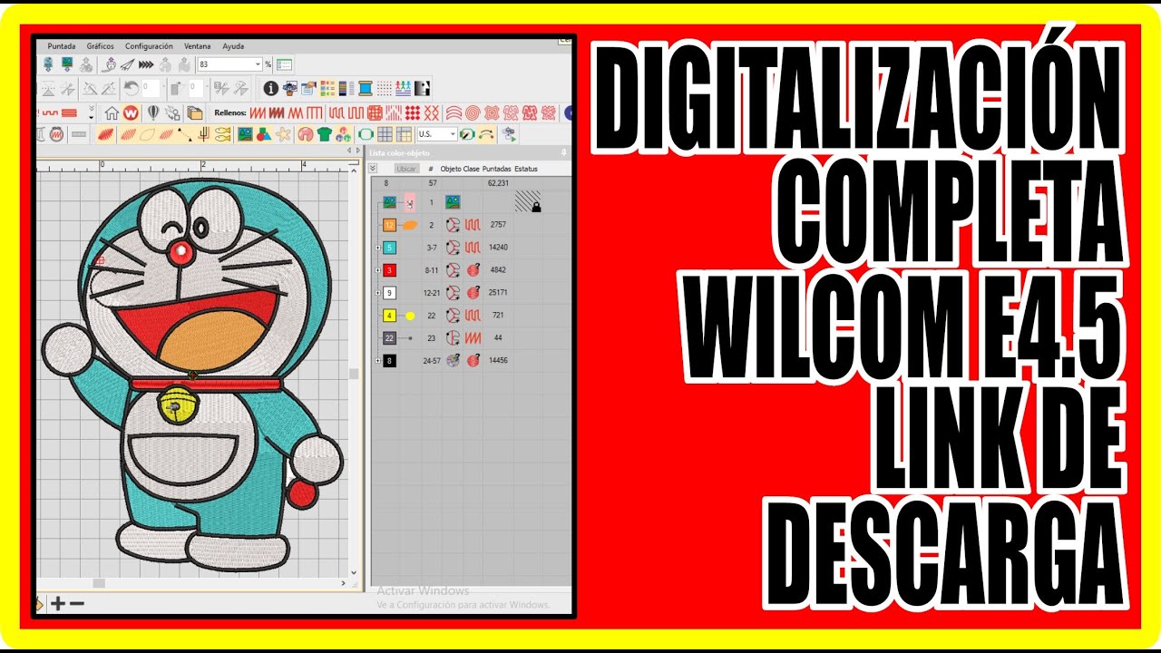 MATRIZ DE BORDADO COMPLETA EN WILCOM E4.5 - DESCARGA EL LOGO EN LA DESCRIPCION DEL VIDEO - PONCHADO