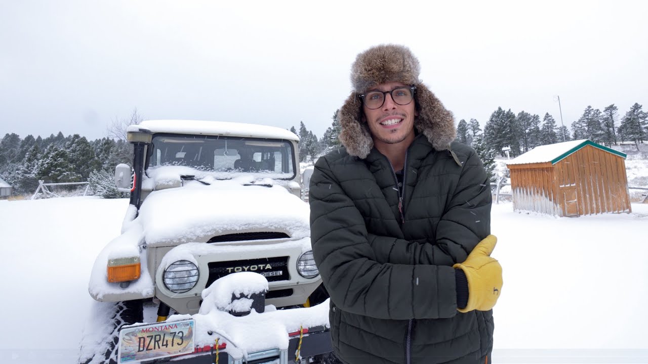 Winter camping in 1978 Toyota Land Cruiser FJ40