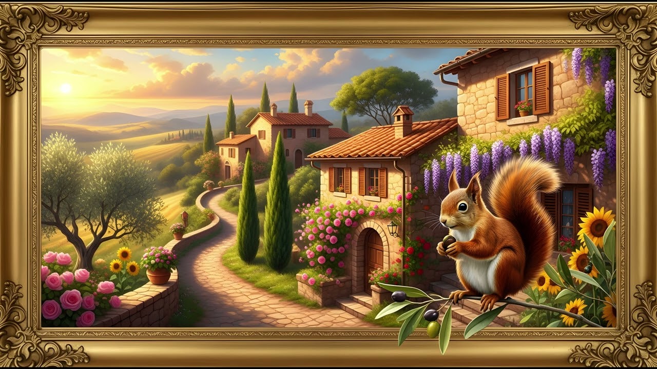 4K Art TV Wallpaper: Framed Squirrel Painting (2 HOURS) | Relaxing Ambient Background