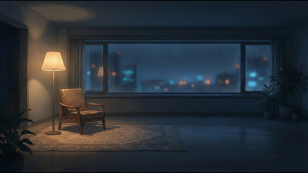 night calm, sleep music, rain sounds, quiet night, deep sleep, relaxing ambient, night background