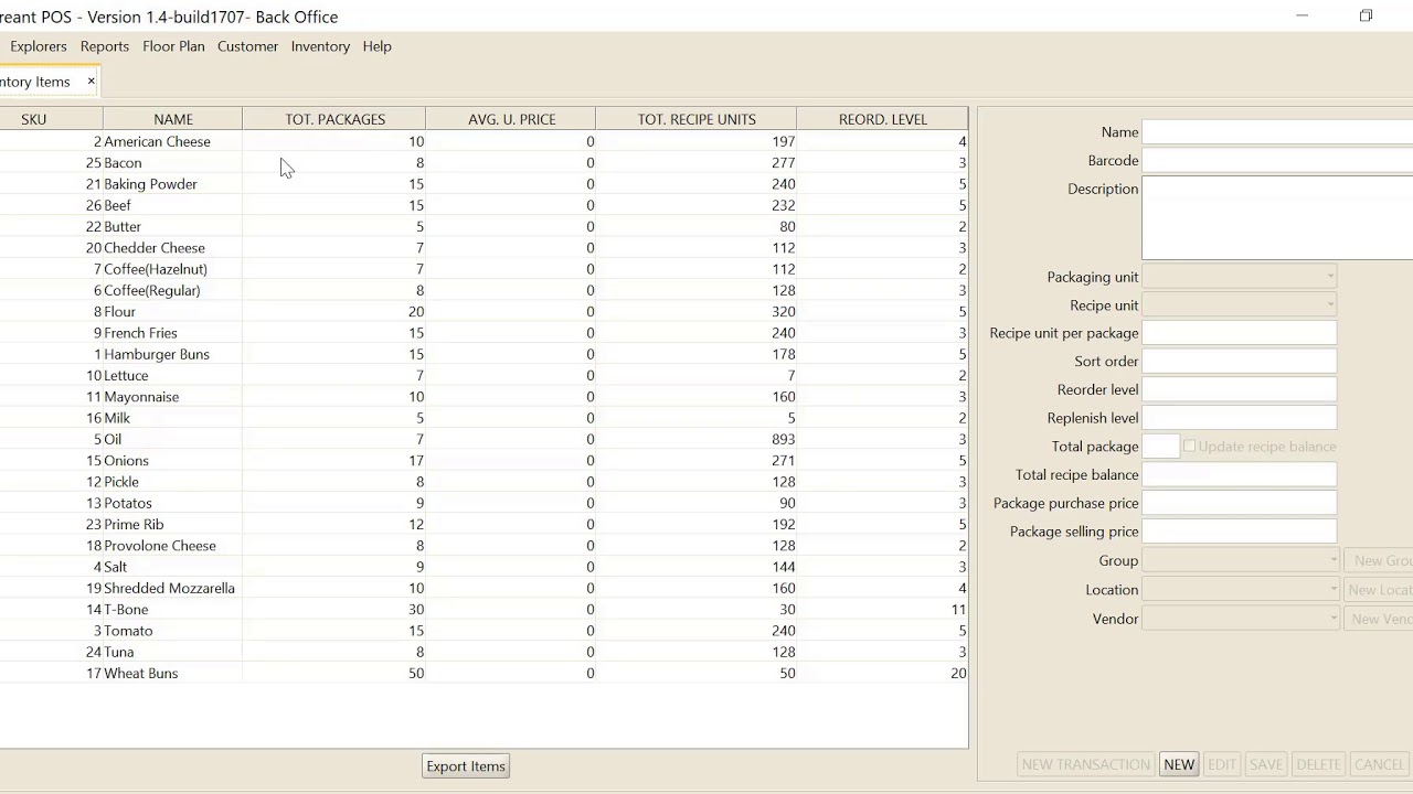 Floreant POS Inventory Management System