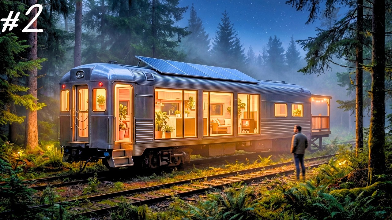 (#2) Abandoned Train to Luxury Off Grid Tiny House in the Forest | Part 2 ASMR No Talking