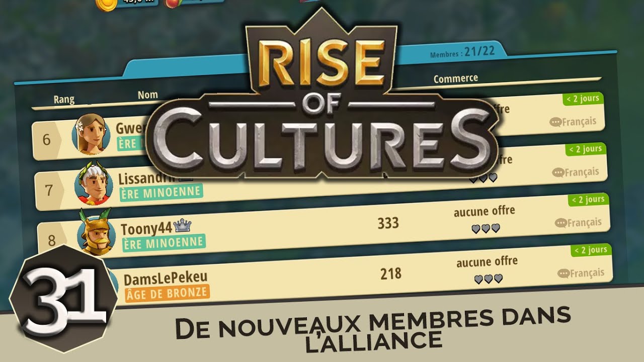 De nouveaux membres dans l'alliance | Let's play Rise of Cultures - Episode 31