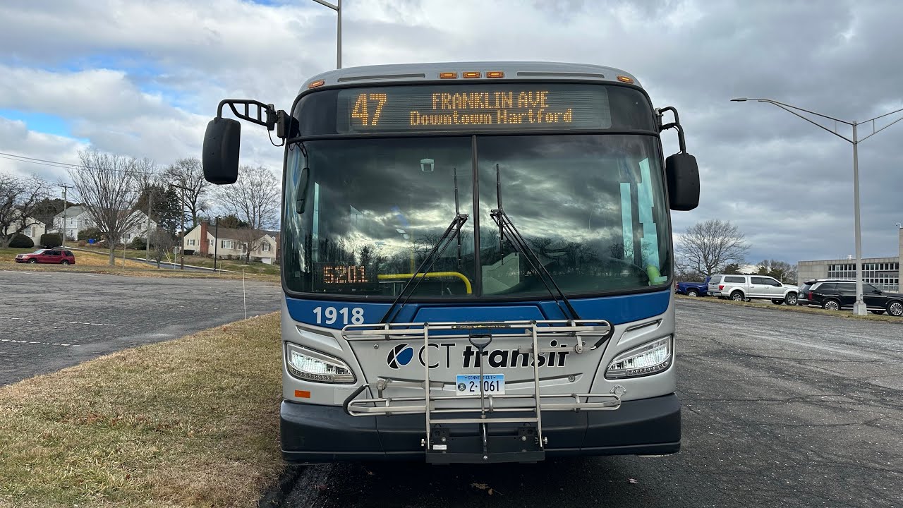 Ride on CTtransit 2019 New Flyer XD40 #1918 on route 47 to Downtown Hartford
