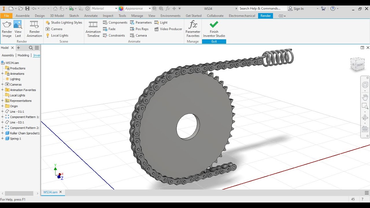 |Roller Chains and Spring drive|Animation|Tutorial|Inventor Studio|