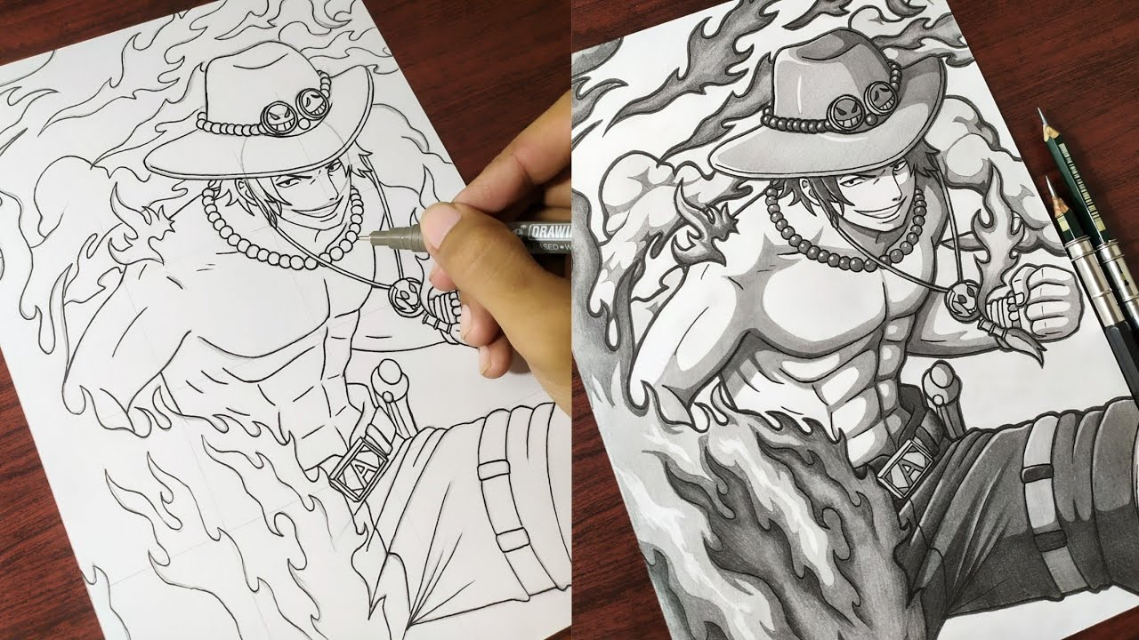 How to Draw "Portgas D. Ace" [One Piece] | Step by Step (Tutorial) - Anime Drawing