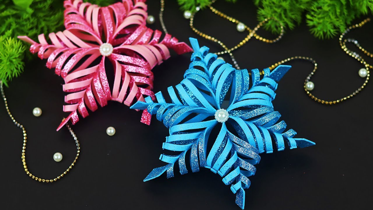 3D Snowflake From Glitter Foam Sheet | DIY Christmas Ornaments | Christmas Decoration Ideas
