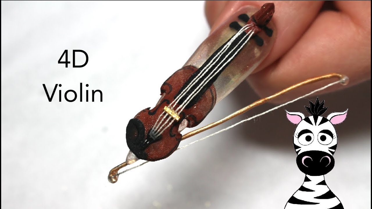 4D Violin Acrylic Nail Art Tutorial