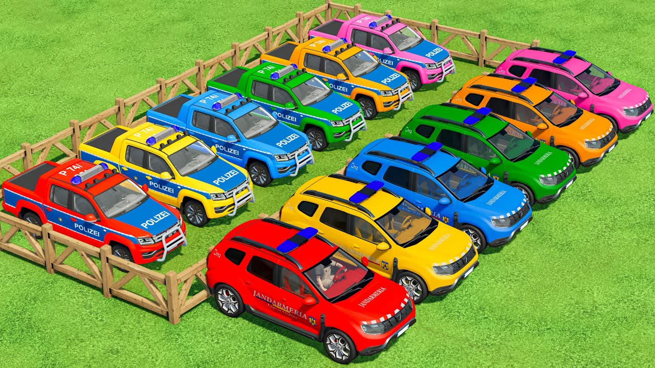 Transporting With Colors | Police Pickup Car Vs Police Big Car In Fs22 | Transporting With Colors 