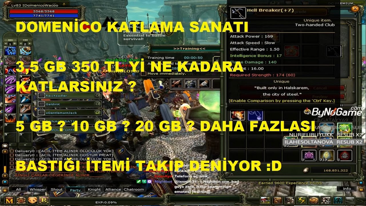 Domenico Yok Artık ! 3,5 GB' yi Kaça Katlarsın :D Birde Bastığı İtemi Takıp Deniyor :D-Knight Online