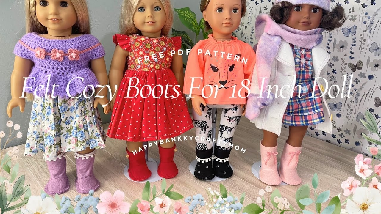 Felt Cozy Boots for 14 & 18 Inch Doll | HappyBankkyCraftyMom