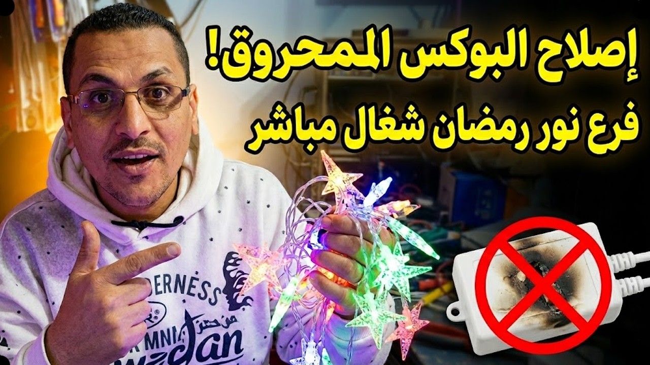 حل مشكلة احتراق بوكس فرع نور رمضان 💡 تصليح حبل الزينة في 5 دقائق بدون تكلفة!