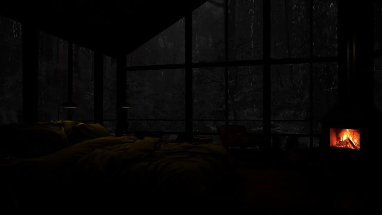 Rain and Fireplace Ambience for Relaxation, Study, and Work - Around-the-Clock Comfort