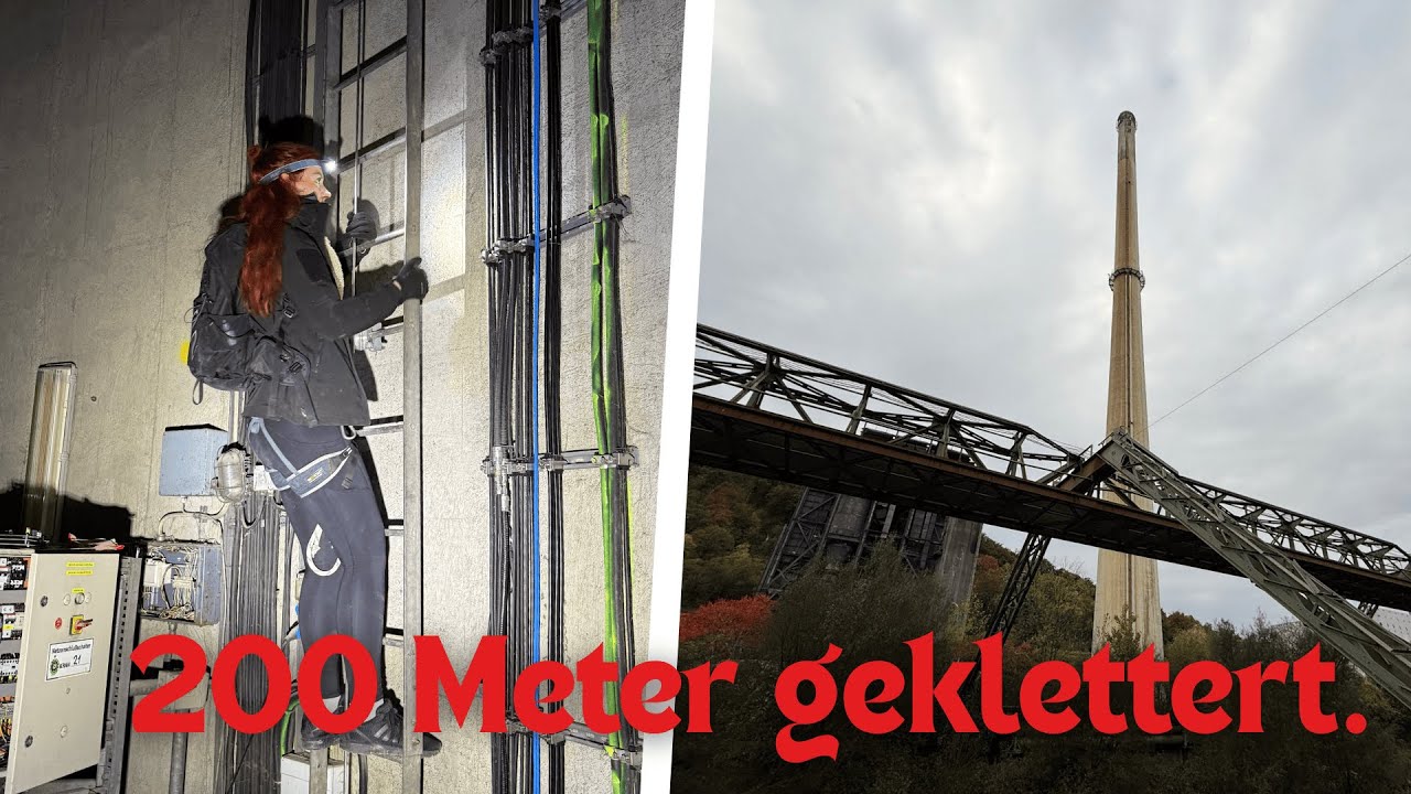 Ich bin auf meinen ersten 200m Schornstein geklettert (mentaler Kampf)