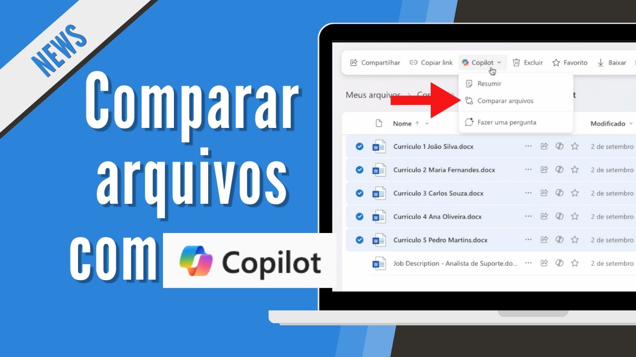 Como comparar arquivos com Copilot