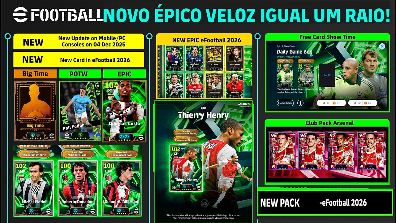 NOVIDADES! ÉPICO VELOZ E JOGO DIARIO NO EFOOTBALL 26 MOBILE