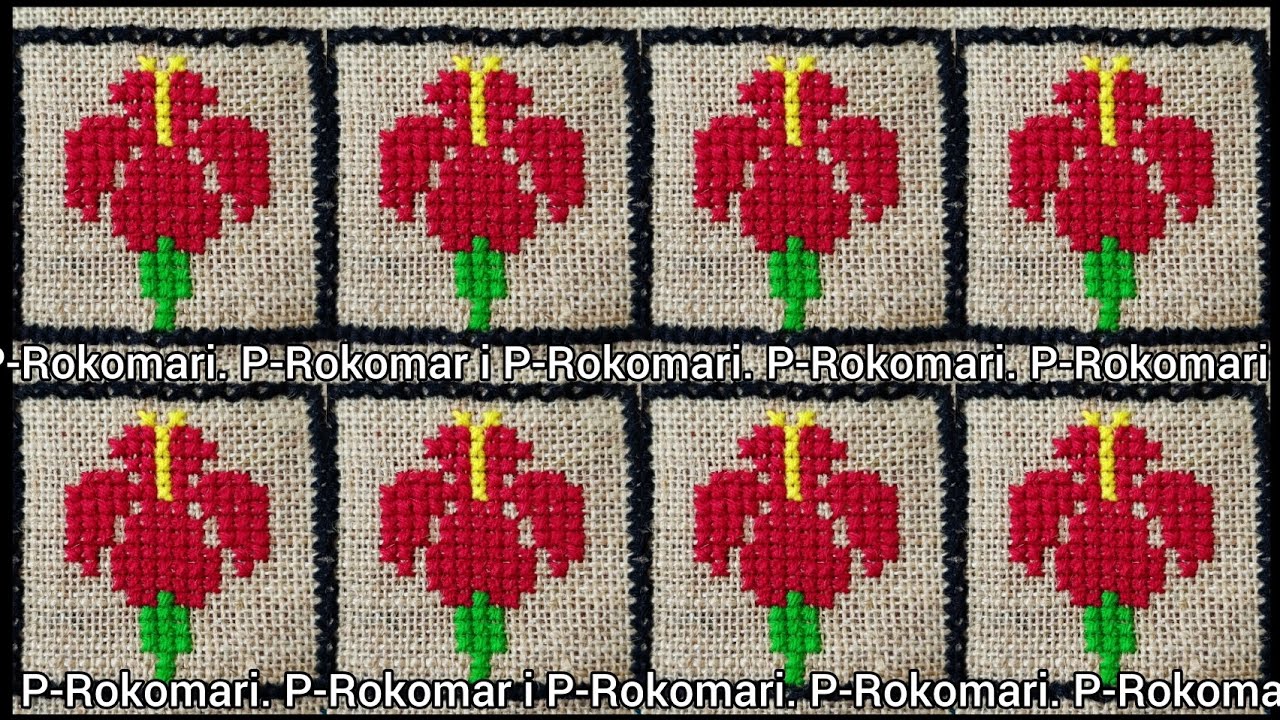 আসনে সহজ জবাফুল সেলাই 🌺🌺🌺।।#easy cross stitch hibiscus 🌺 design on jutemat.