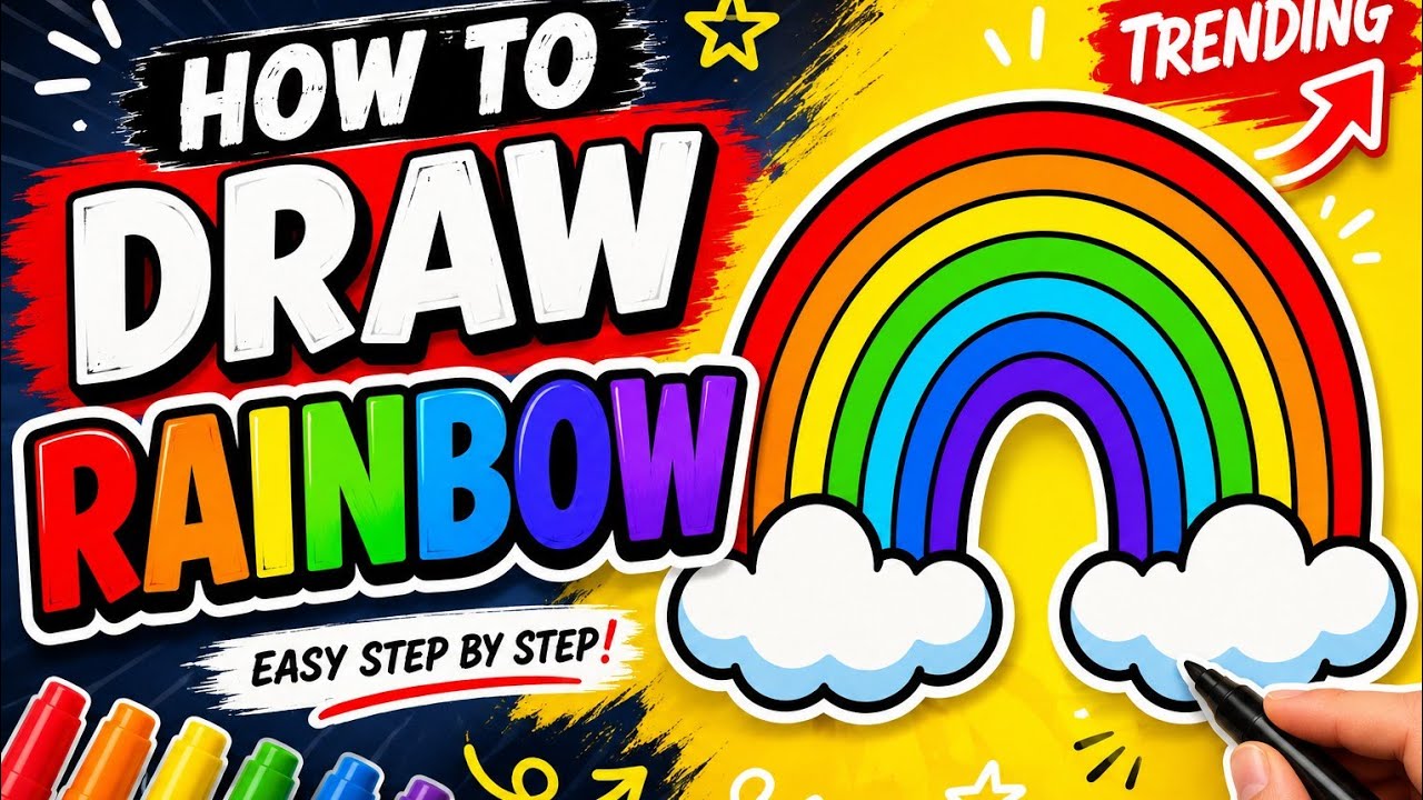 How to draw a 🌈 with 7 by colour