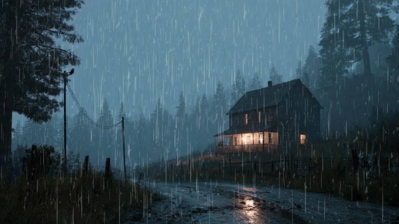 Rain and Thunderstorm at Wooden Cabin | All Night Deep Sleep
