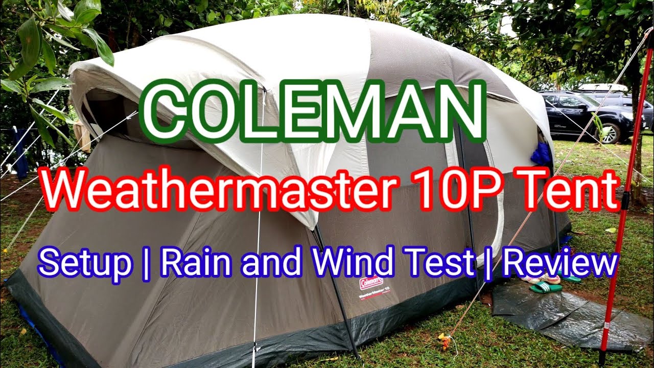 Coleman Weathermaster 10 Person Tent | Setup | Rain and Wind Test | Review #rollingwheelspinas