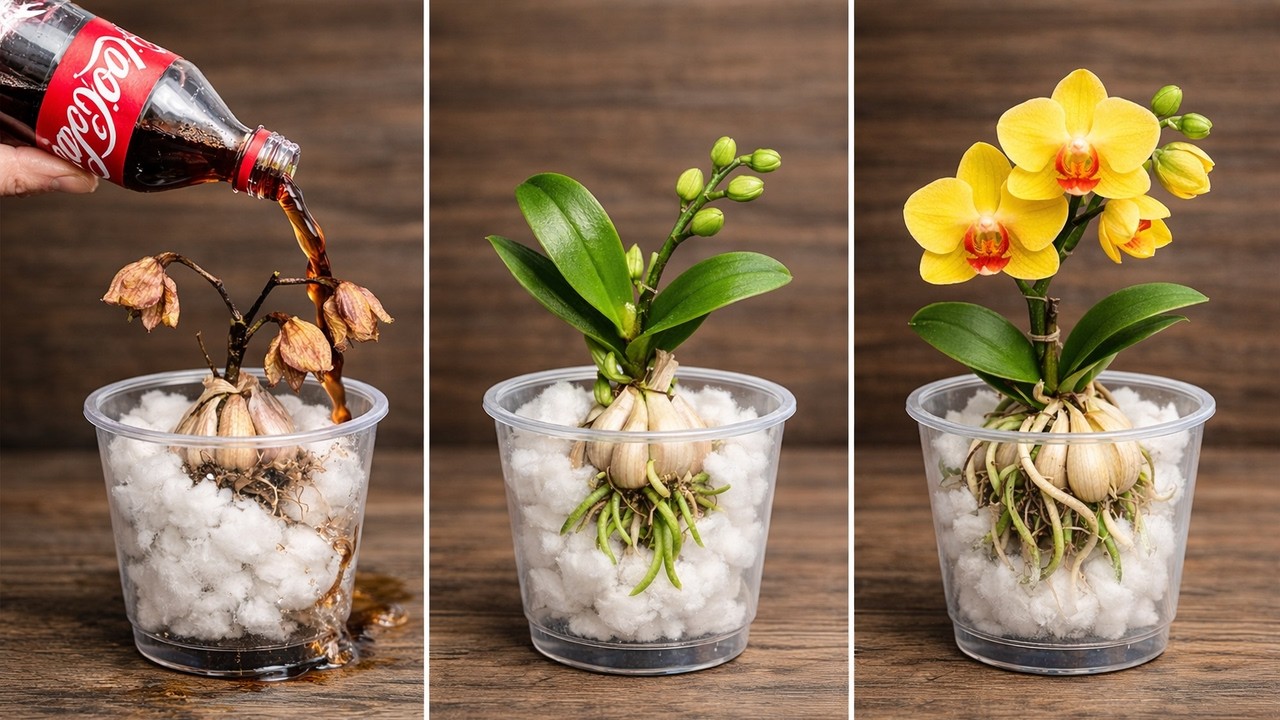 Just one cup! Orchids suddenly grow 1,000 roots – 100% success rate.