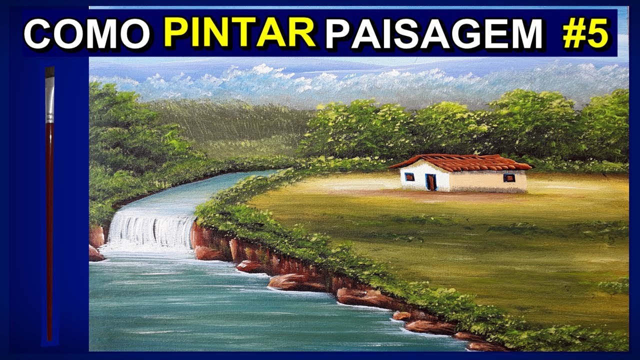 Paisagem natural em tela - Pintura em tela de paisagem para iniciantes N 5