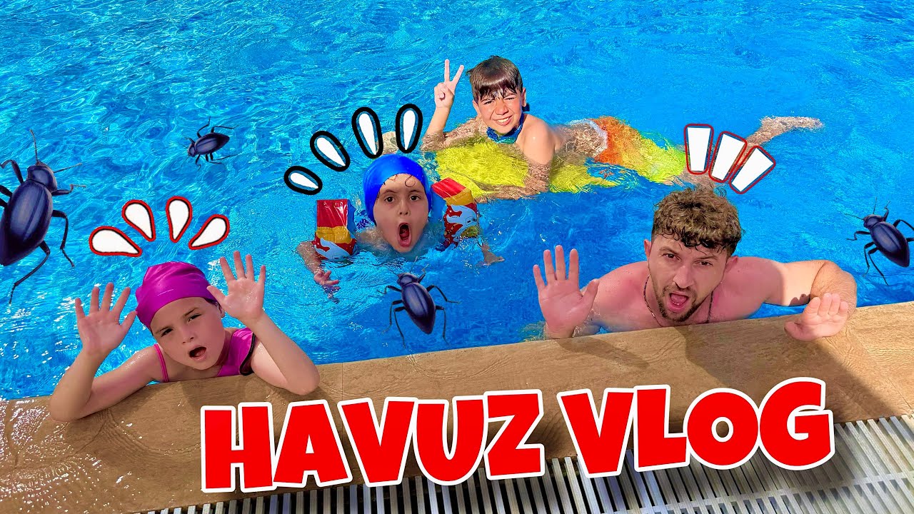 KUZEY ELİF İLE HAVUZ VLOG !! KUZEYİ ELİFİ HAVUZA ATTI BABASI !! KIŞKIRTMA YAPTI !!