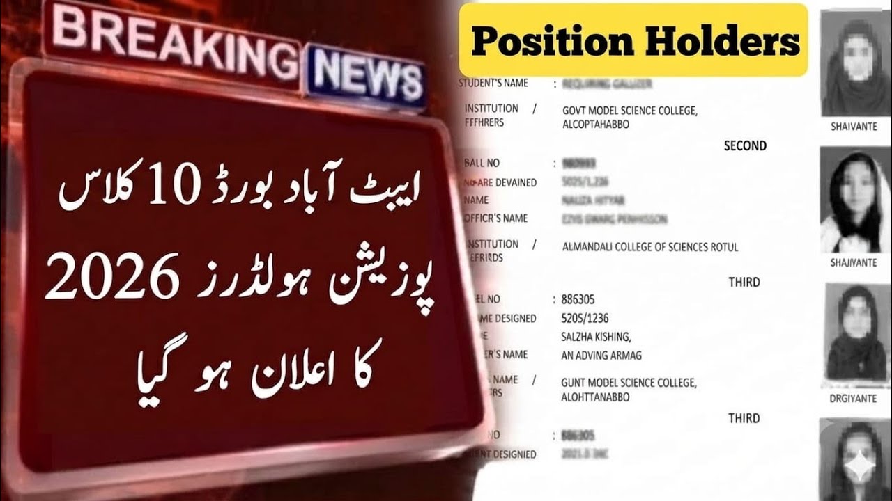 Matric Abbottabad Board Result Position holders 2026 | 9th 10th result position holders  ssc result