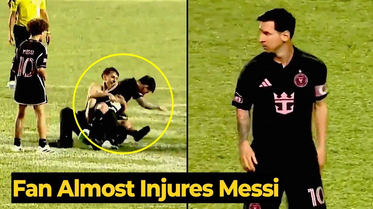 Messi’s chill reaction after a crazy fan knocked him down vs Independiente del Valle