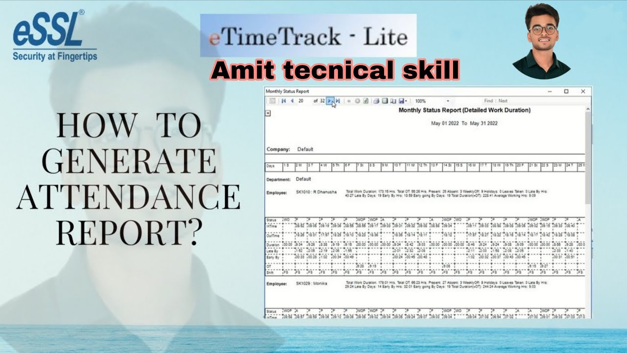 How to generate biometric attendance report in essl etimetracklite software