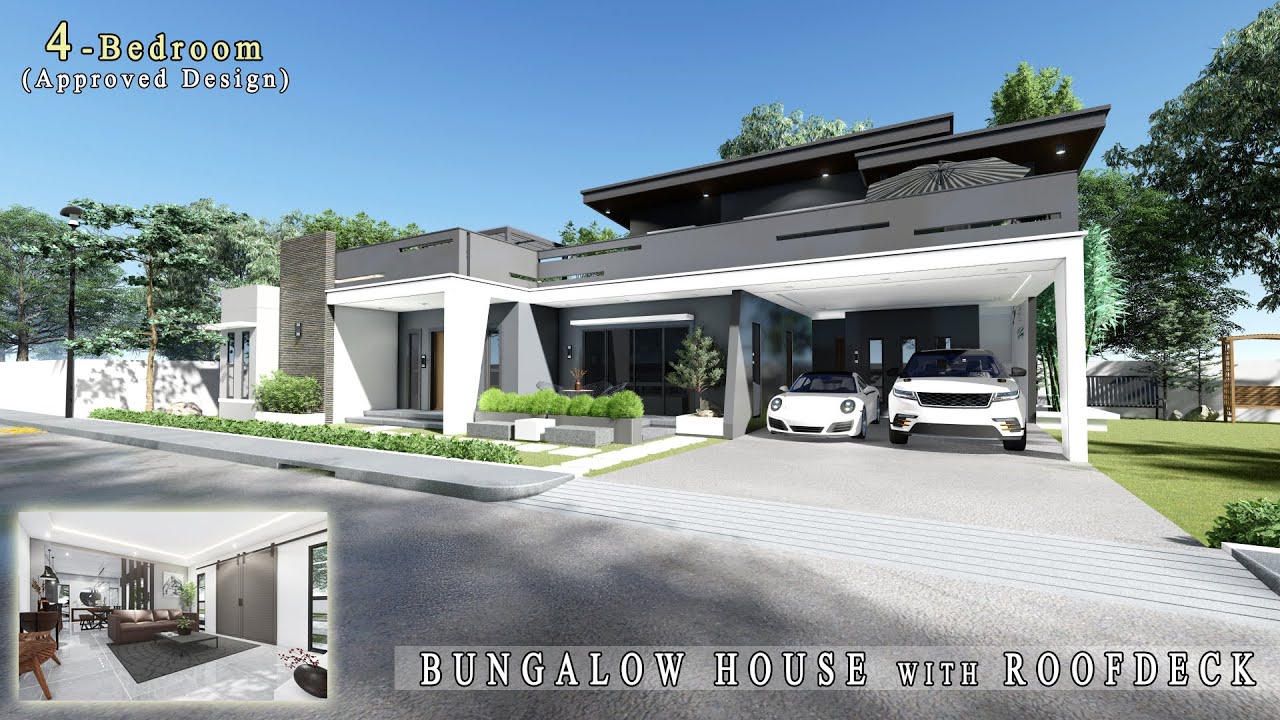 Project #10: 4 BEDROOM BUNGALOW HOUSE WITH ROOF DECK on 500sqm Lot|  MODERN HOUSE DESIGN